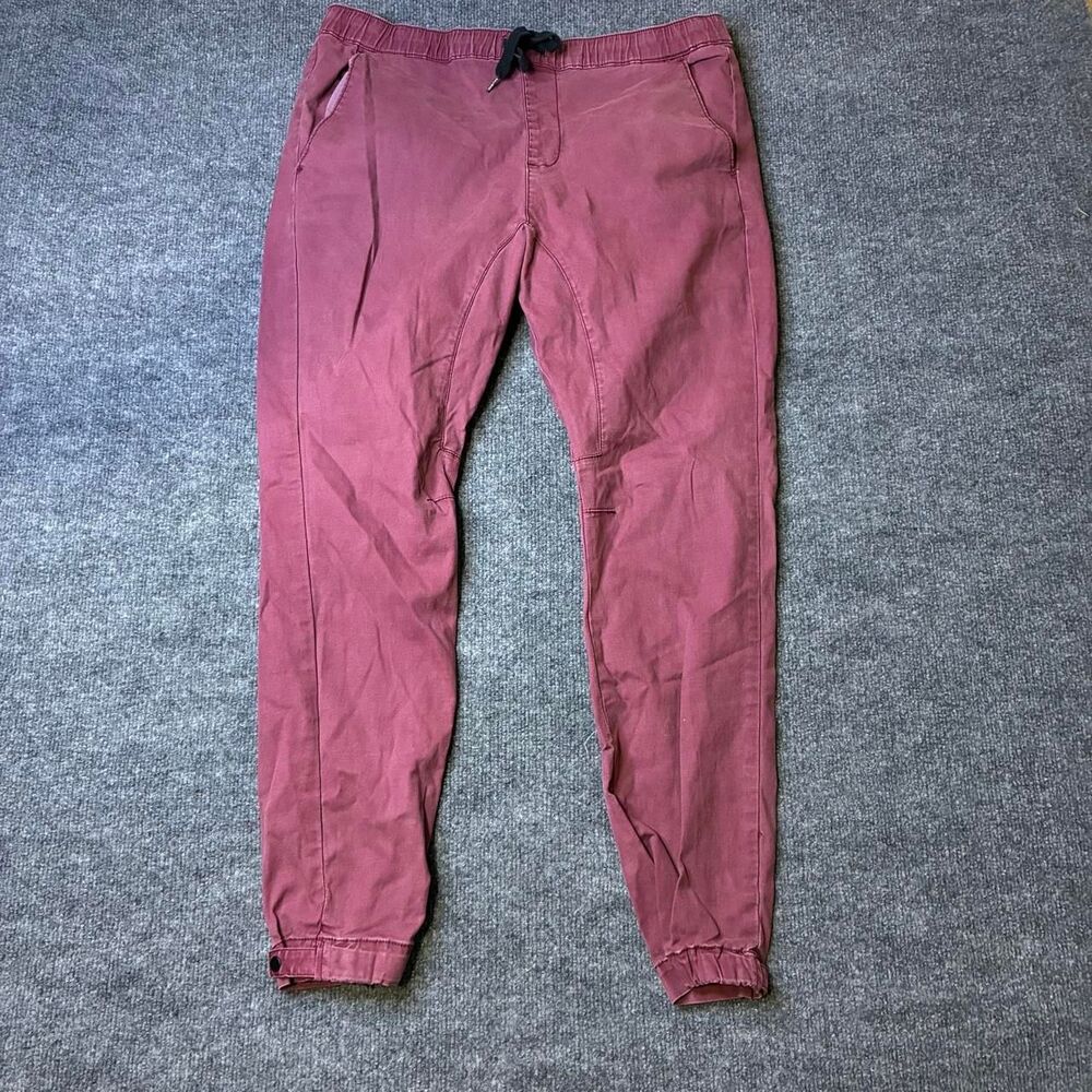 Bullhead Denim Co Skinny Jogger Pants Mens Large Burgundy Red Drawstring Stretch